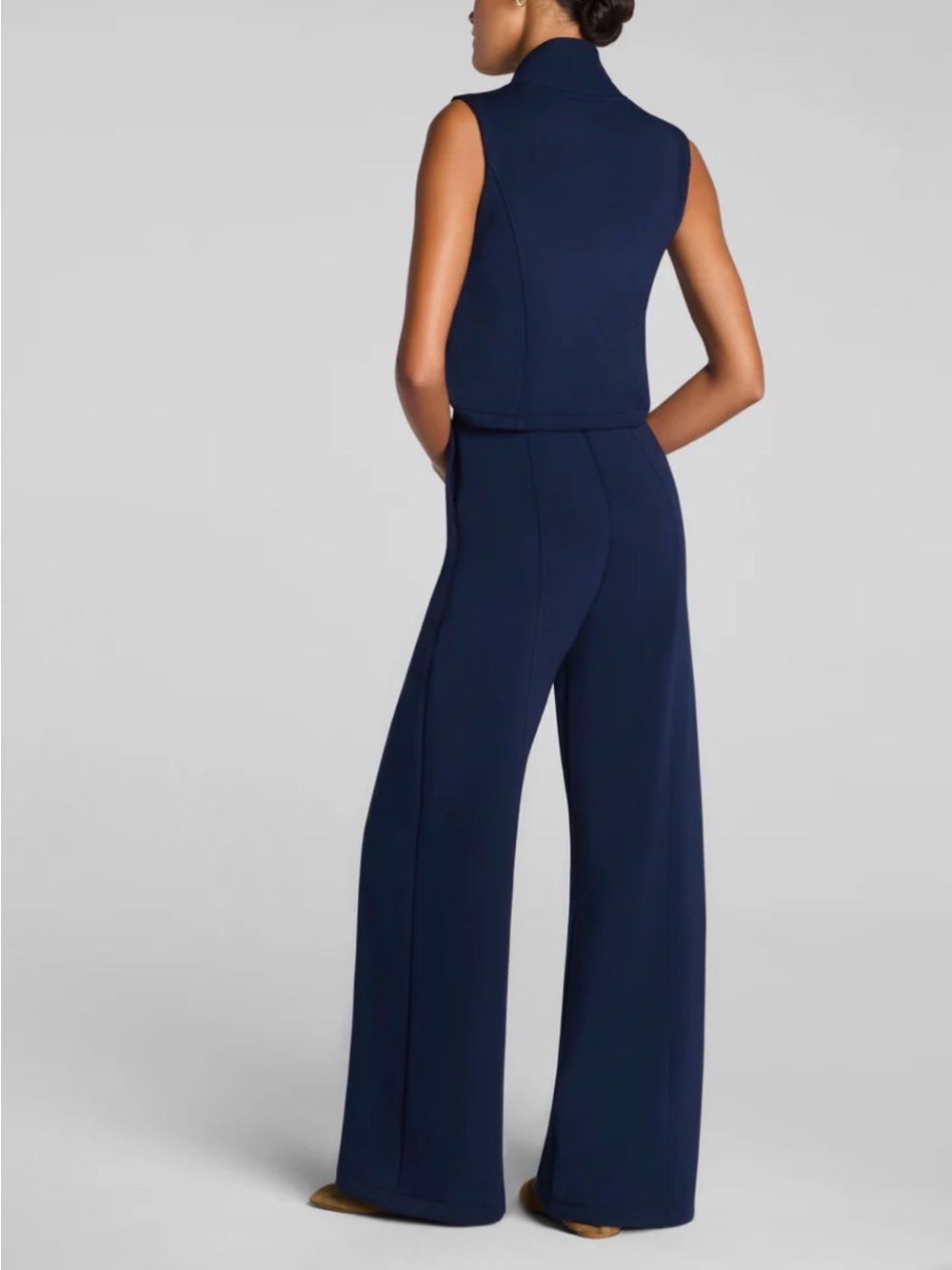 SPANX AirEssentials Shawl Collar Half Zip Jumpsuit SP Color:Timeless Navy NWT - Picture 2 of 8
